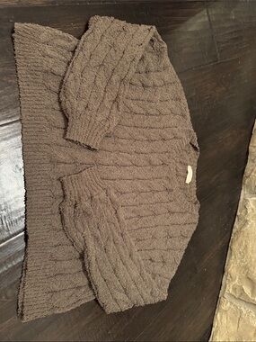 Altar'd State Chunky Cable-Knit Brown Crewneck Sweater